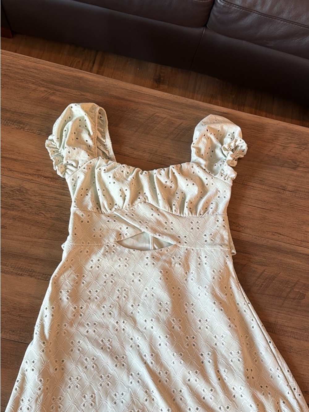Green Eyelet Puff Sleeve Sundress